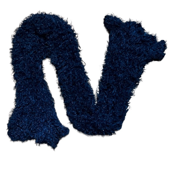 Dark Blue Eyelash Scarf Approximately 6” x 56” - Picture 2 of 2